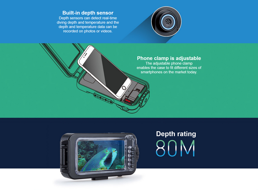 Underwater housing for smartphone camera